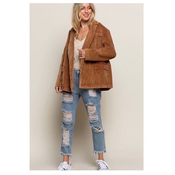 Copy - POL Casual Cotton Corduroy Jacket in Caramel - Picture 12 of 12